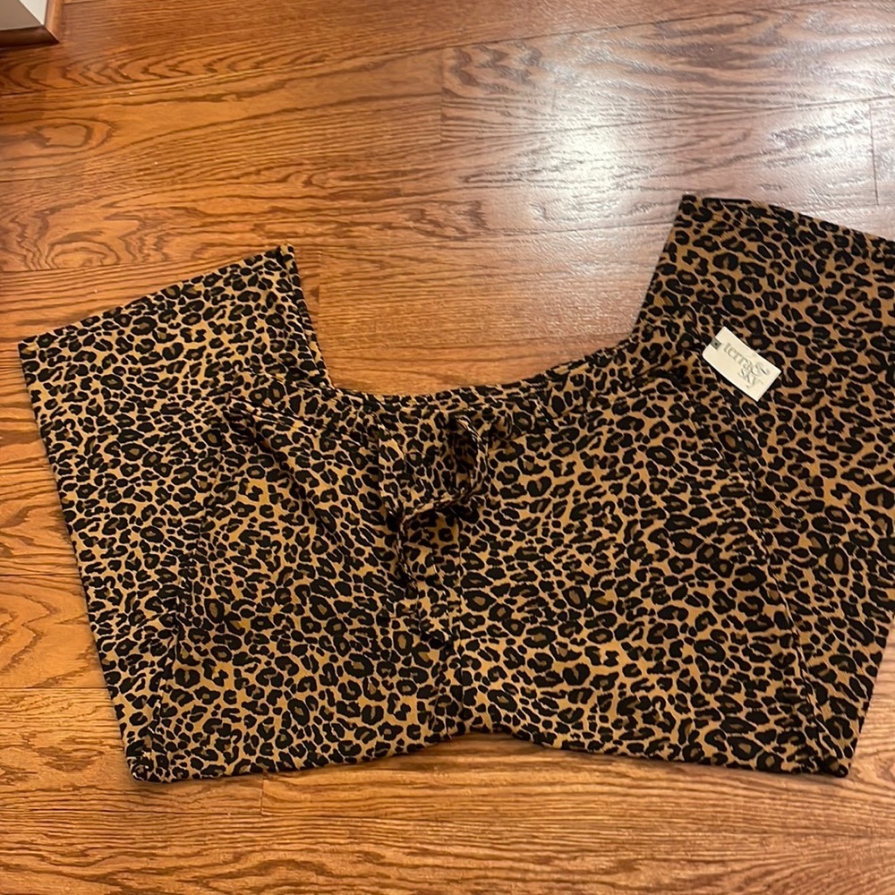 Plus petite women’s leopard print WIDE leg full line stretchy knit pants  2XP - Picture 2 of 14